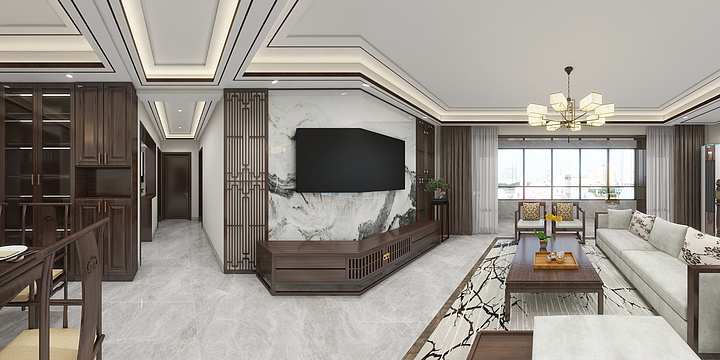 悦风装饰设计师聪-万基壹号院新中式-装修设计方案