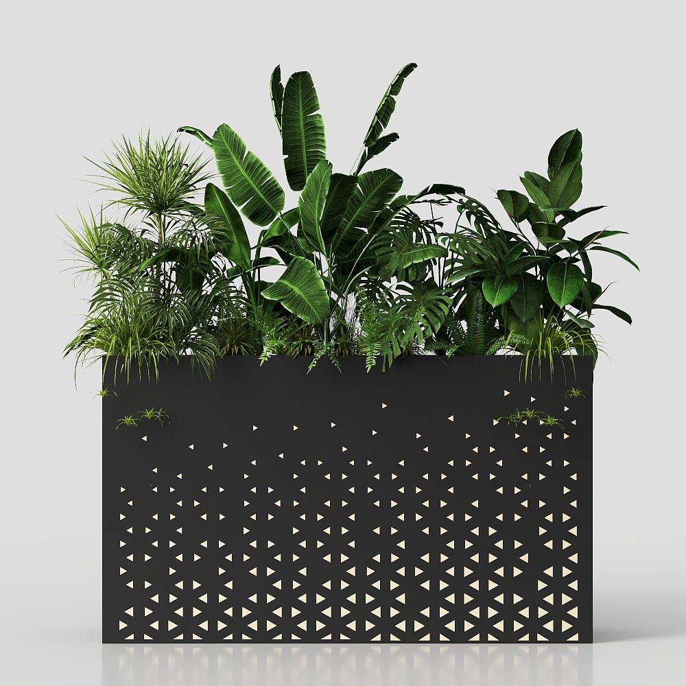 现代绿植移动花箱