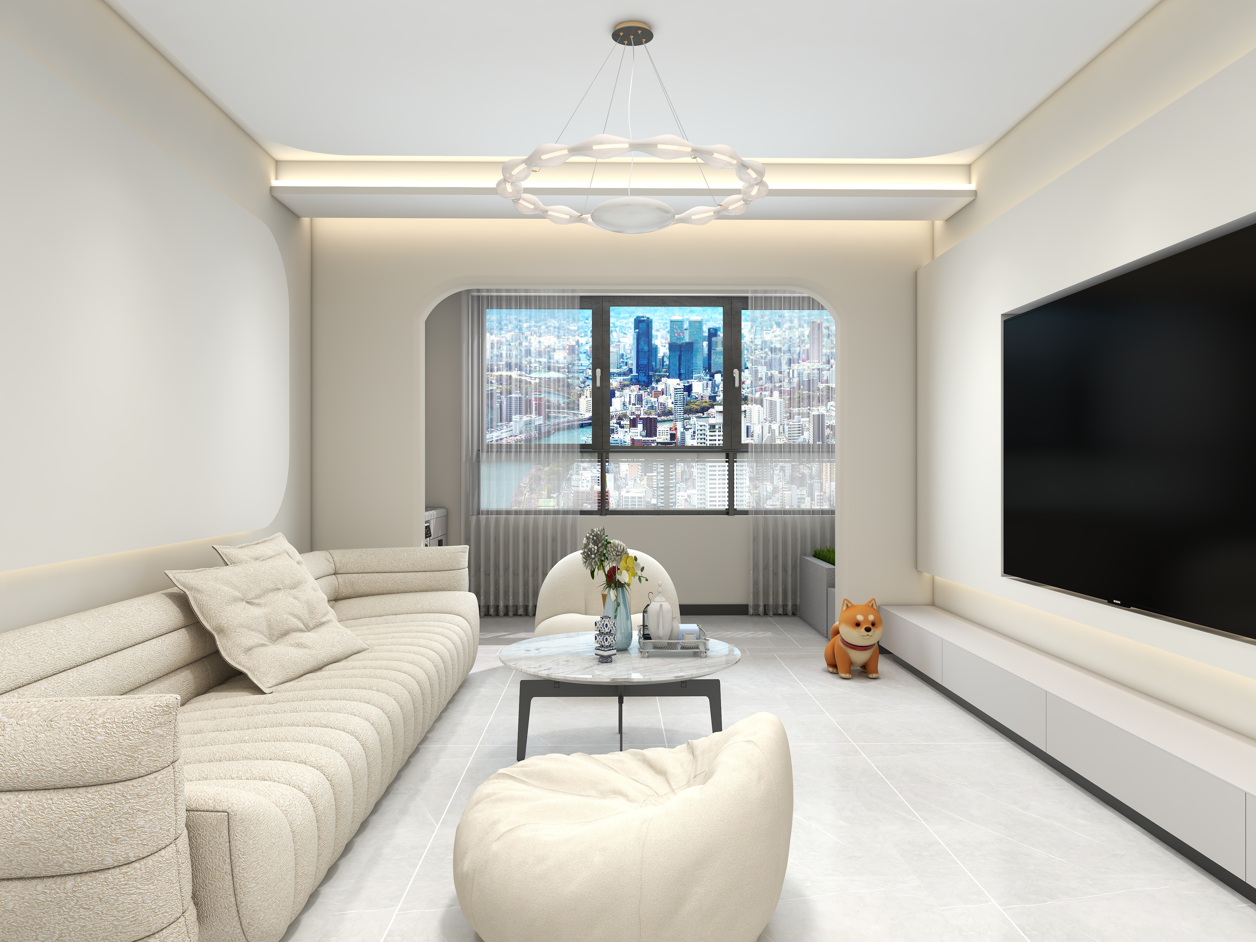 500一套_韩昊霖-天明城-奶油风装修效果图