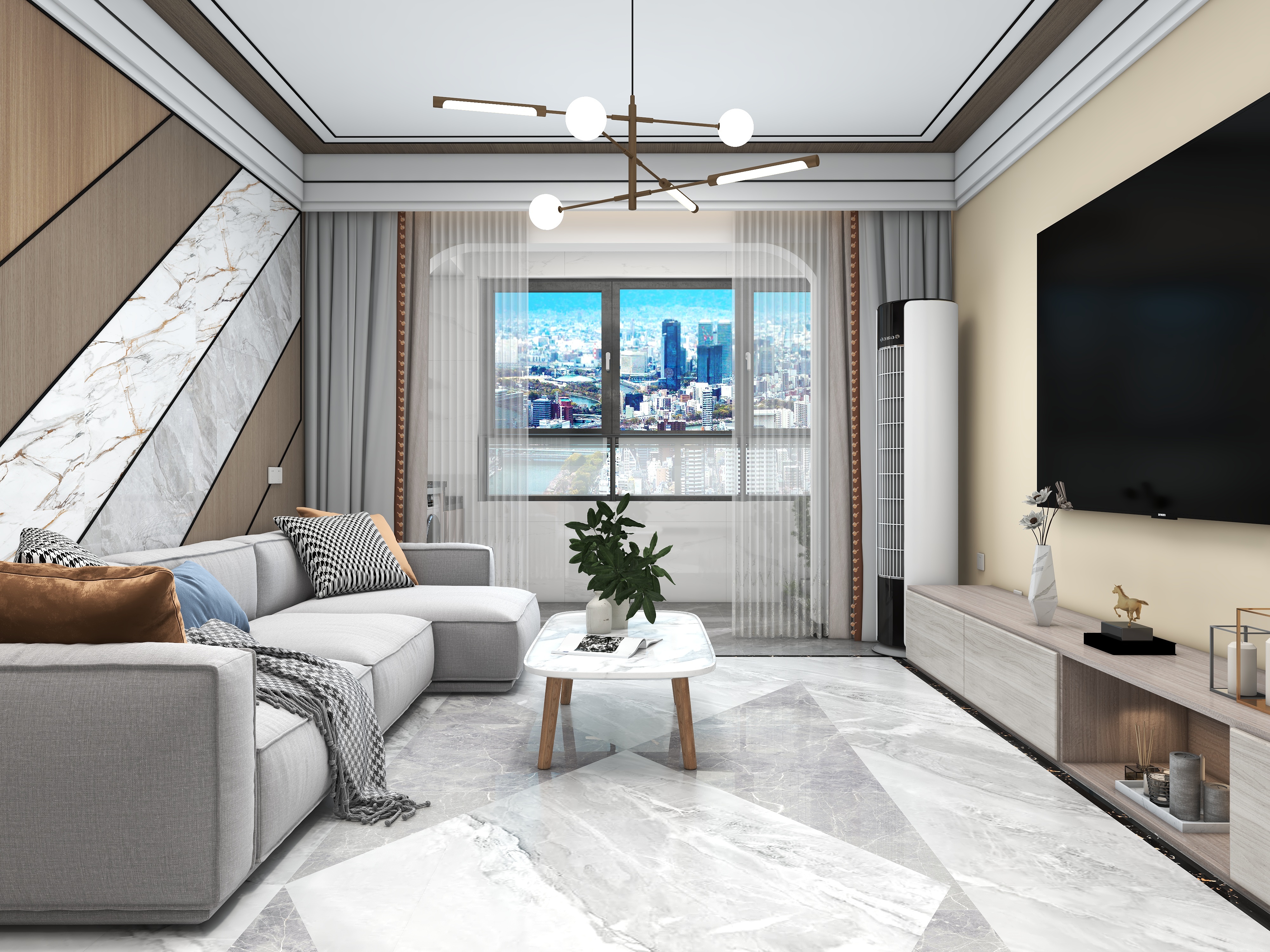 500一套_韩昊霖-天明城-后现代风格装修效果图