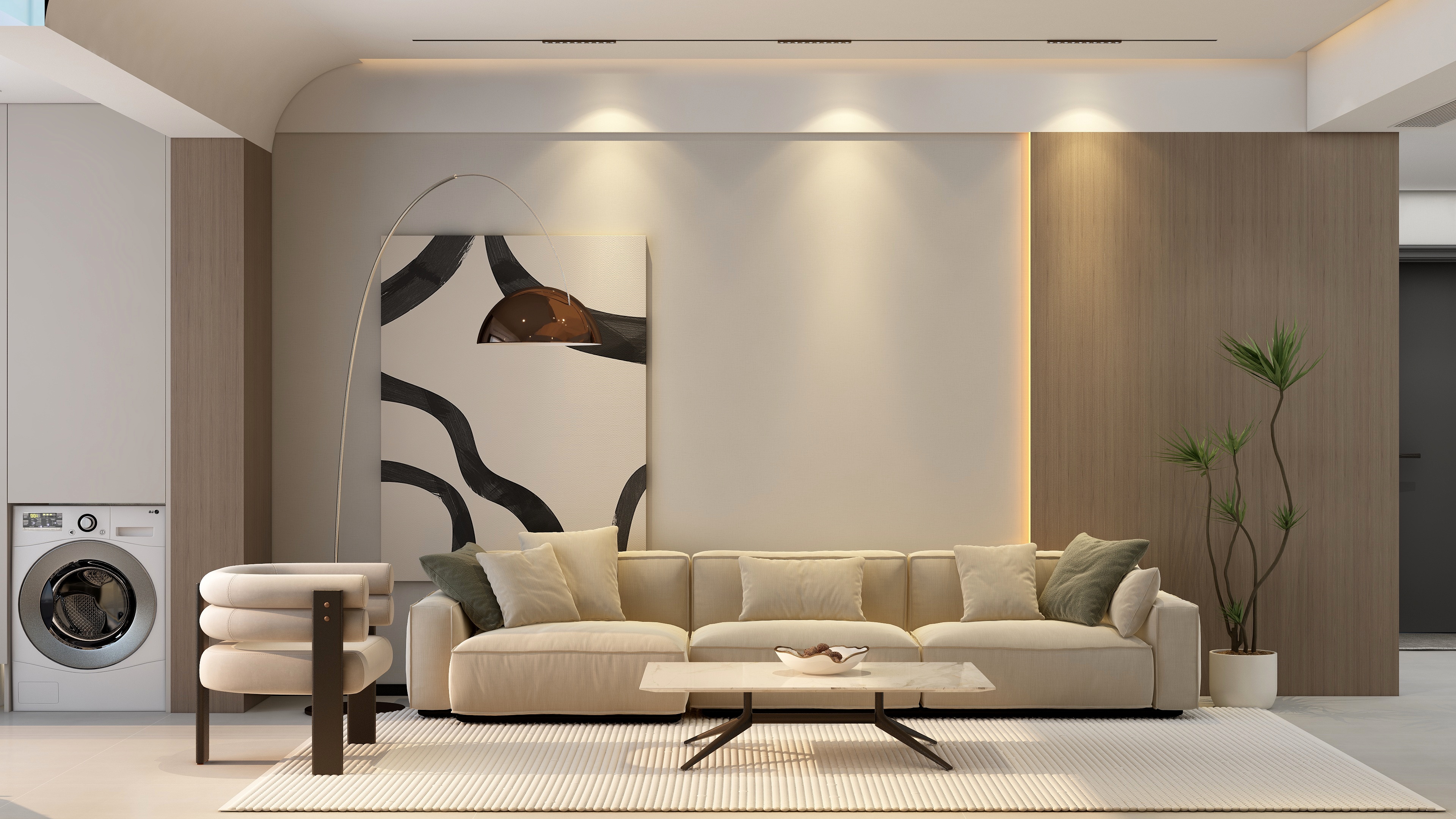 111设计效果表现-现代极简效果表现｜130m²三室一厅-装修设计方案