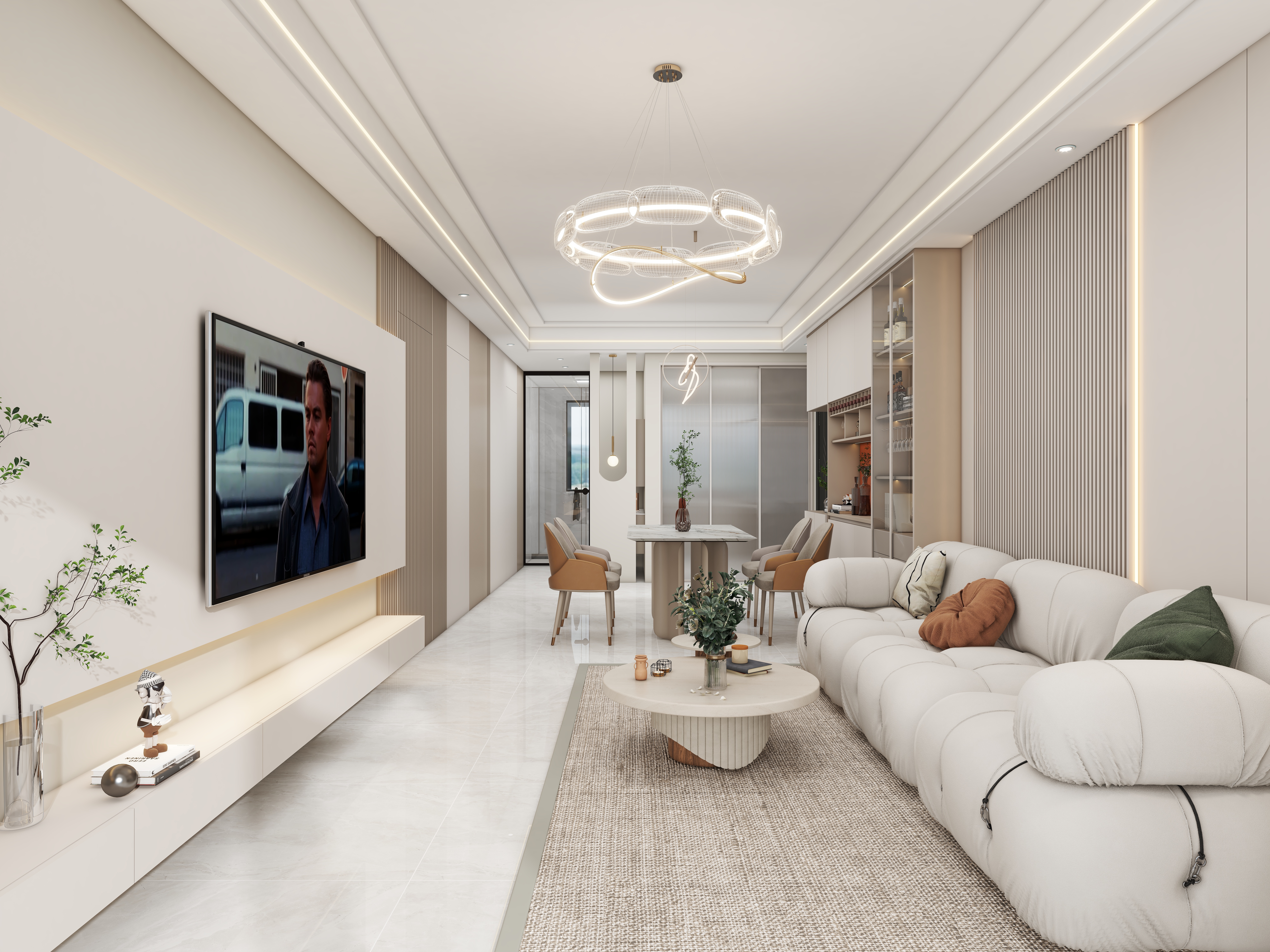 壹诺设计工作室-114㎡3室-奶油风装修效果图