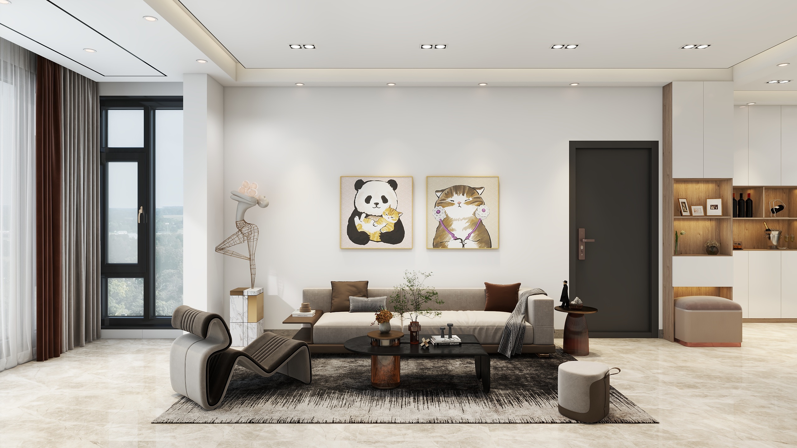 室内设计师zjy-《雅致》110方大平层现代简约风格-装修设计方案