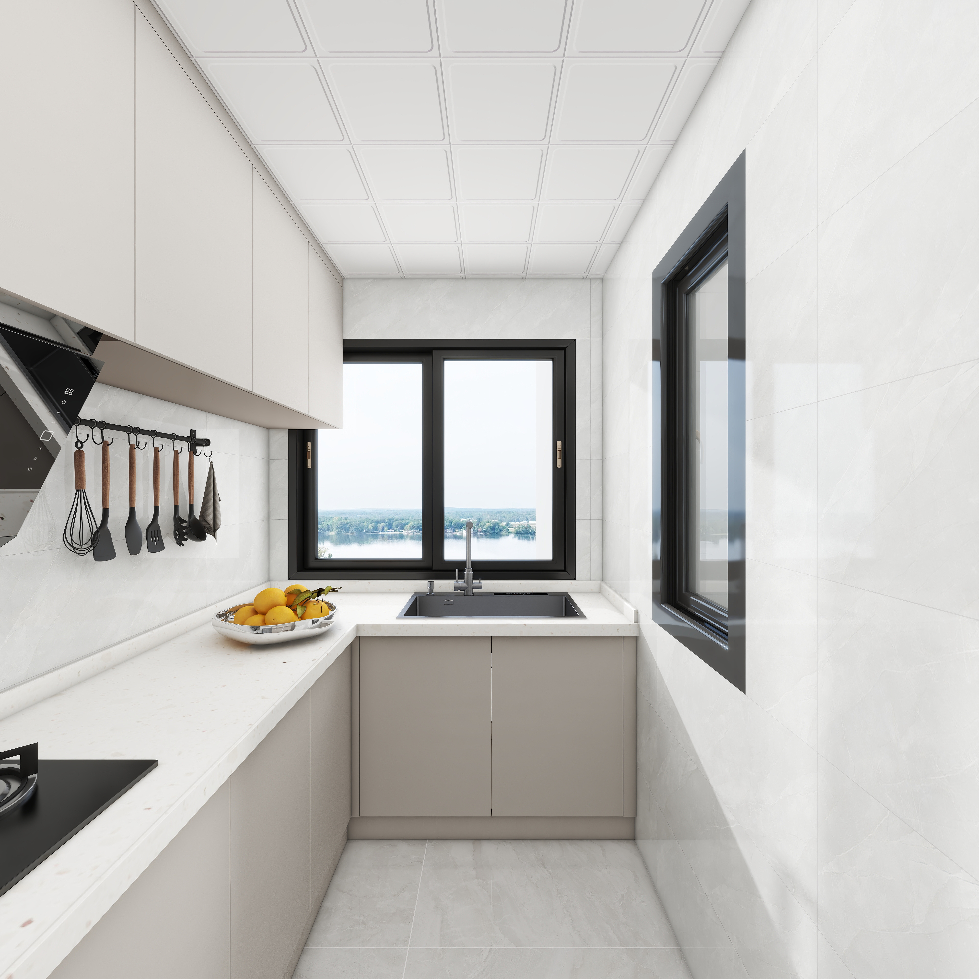 壹诺设计工作室-107㎡3室-现代简约 一层厨房装修效果图第3张