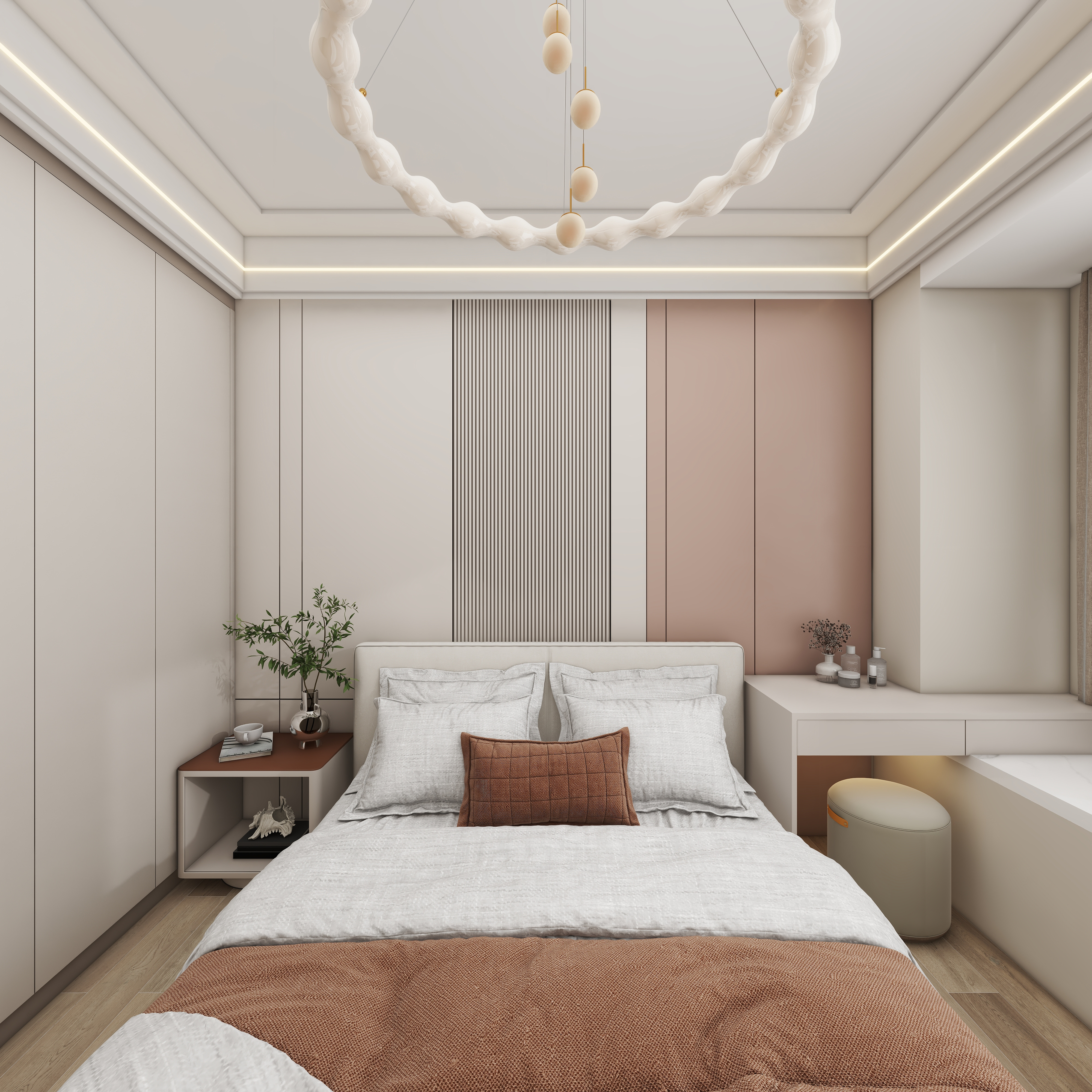 壹诺设计工作室-107㎡3室-现代简约 一层主卧装修效果图第3张