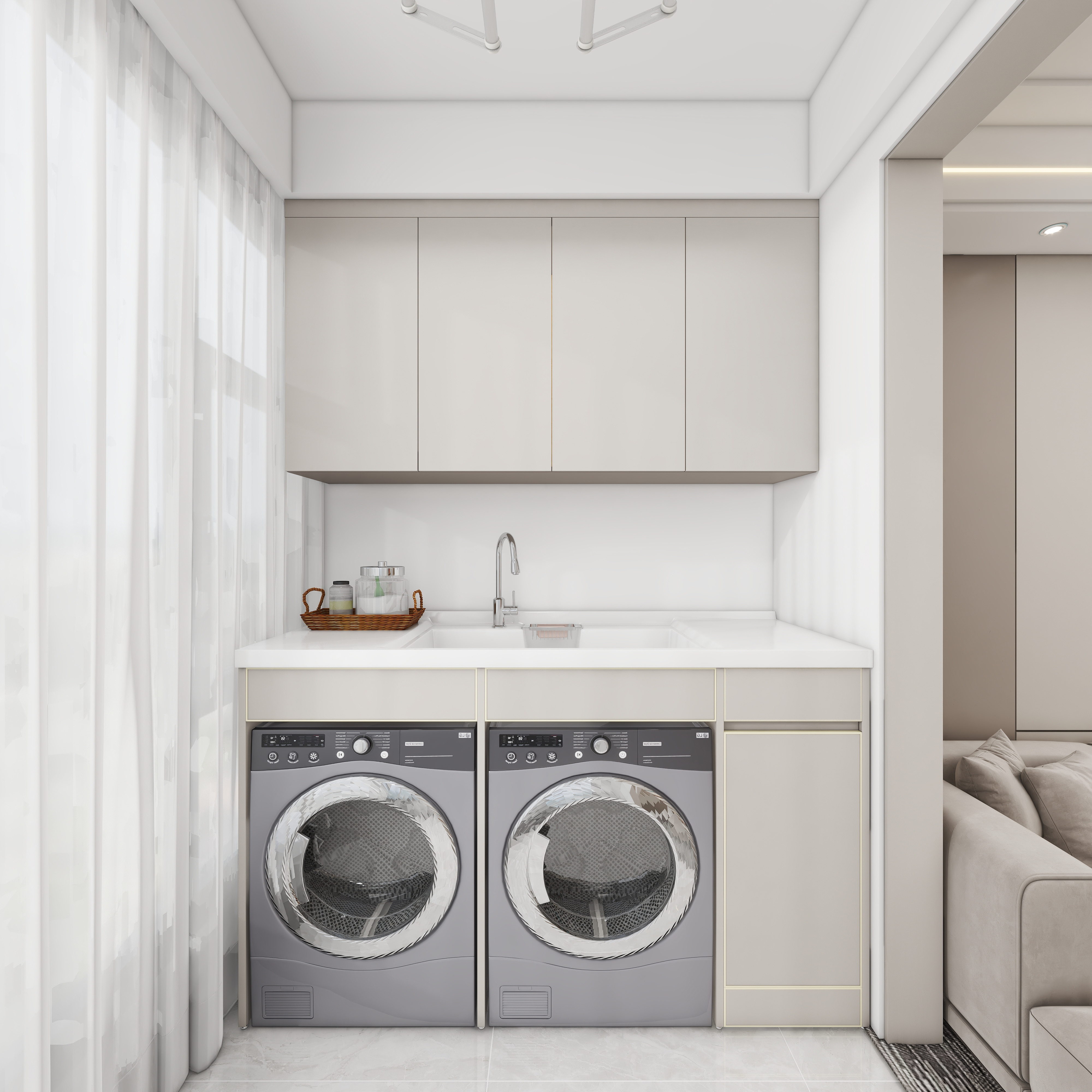 壹诺设计工作室-107㎡3室-现代简约 一层阳台装修效果图第3张