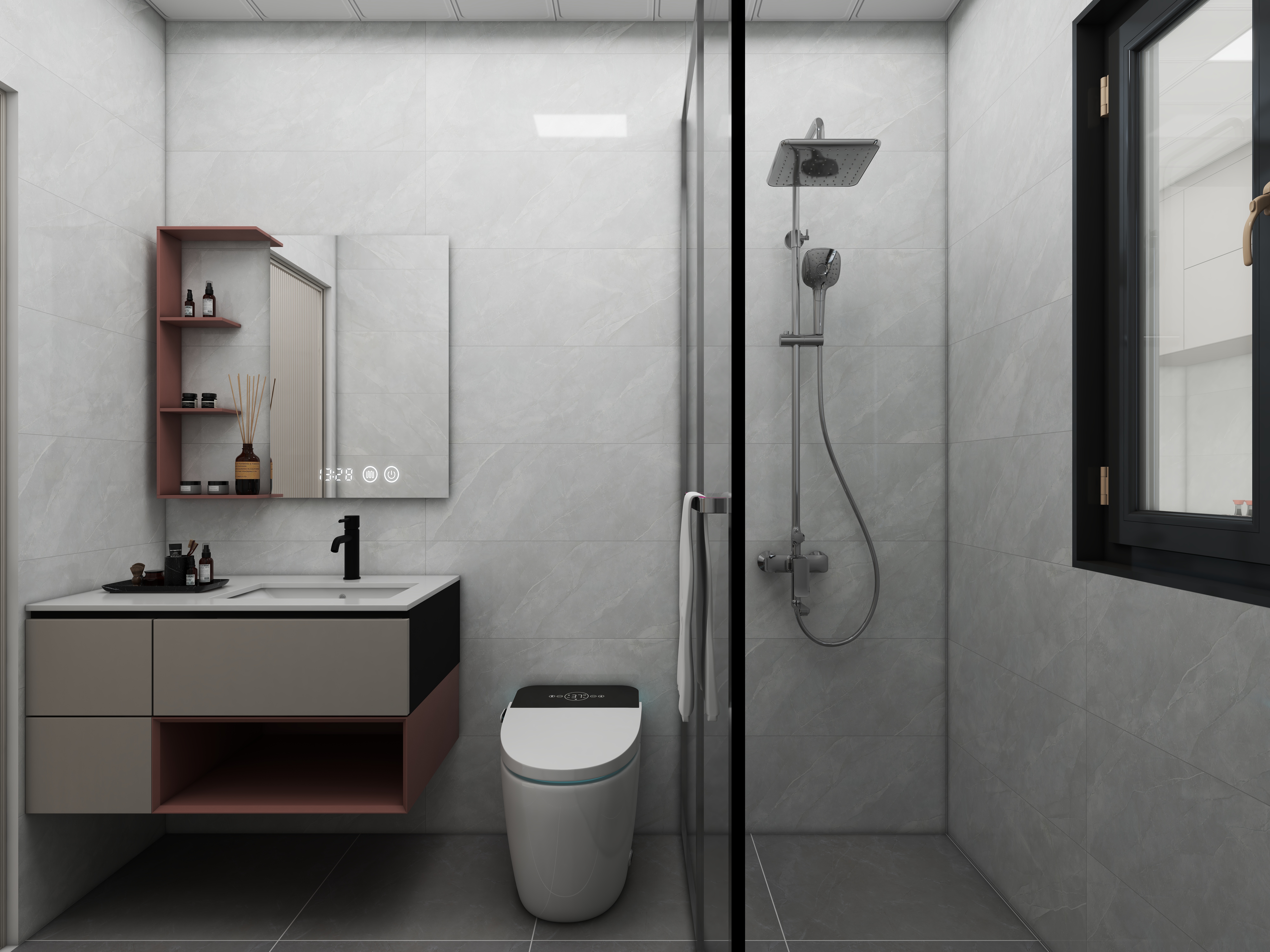 壹诺设计工作室-107㎡3室-现代简约 一层卫生间装修效果图第1张