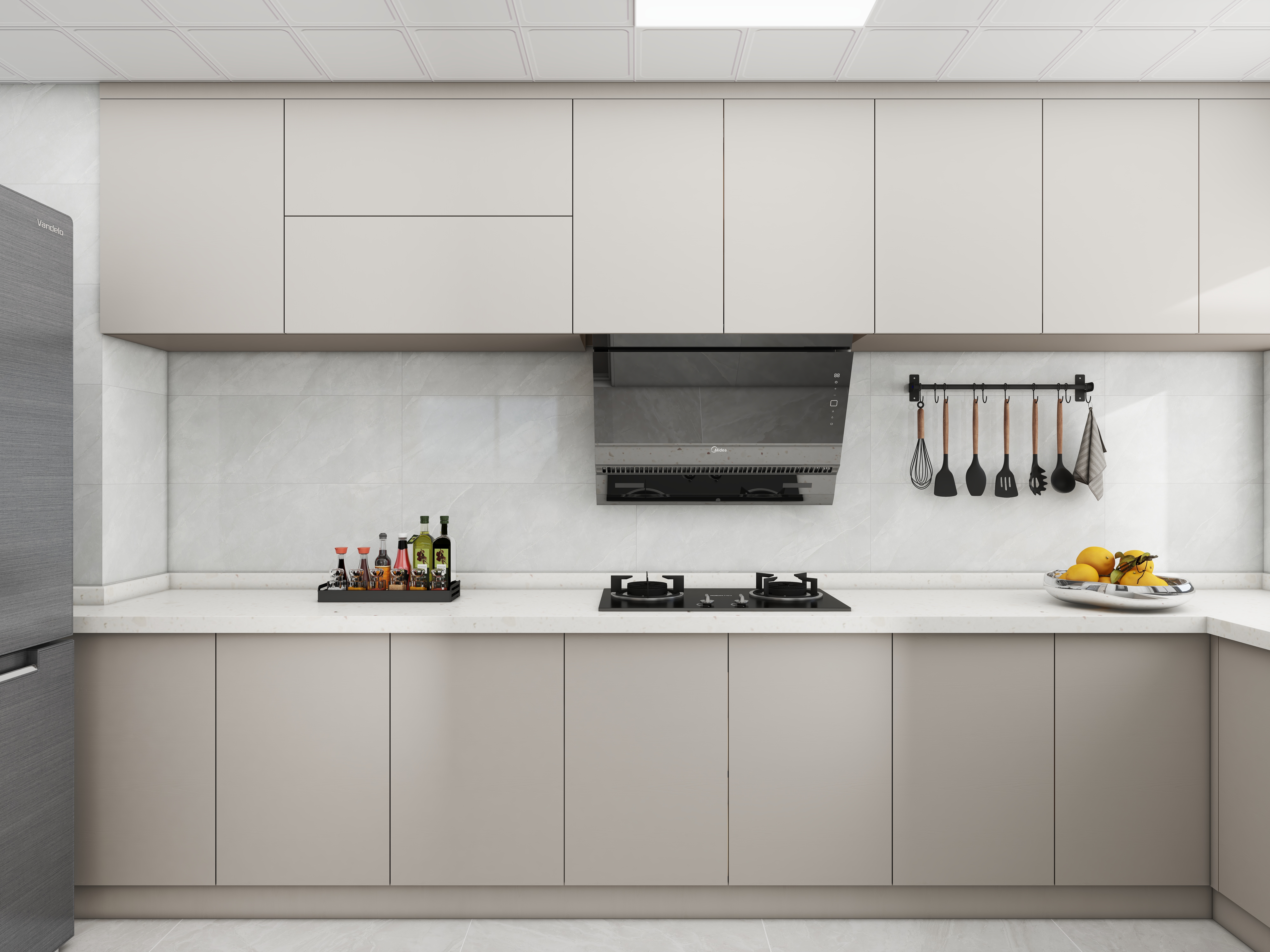 壹诺设计工作室-107㎡3室-现代简约 一层厨房装修效果图第2张