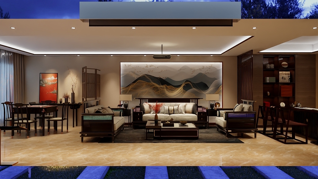 东篱室内设计-北京中餐厅-改吊顶-装修设计方案