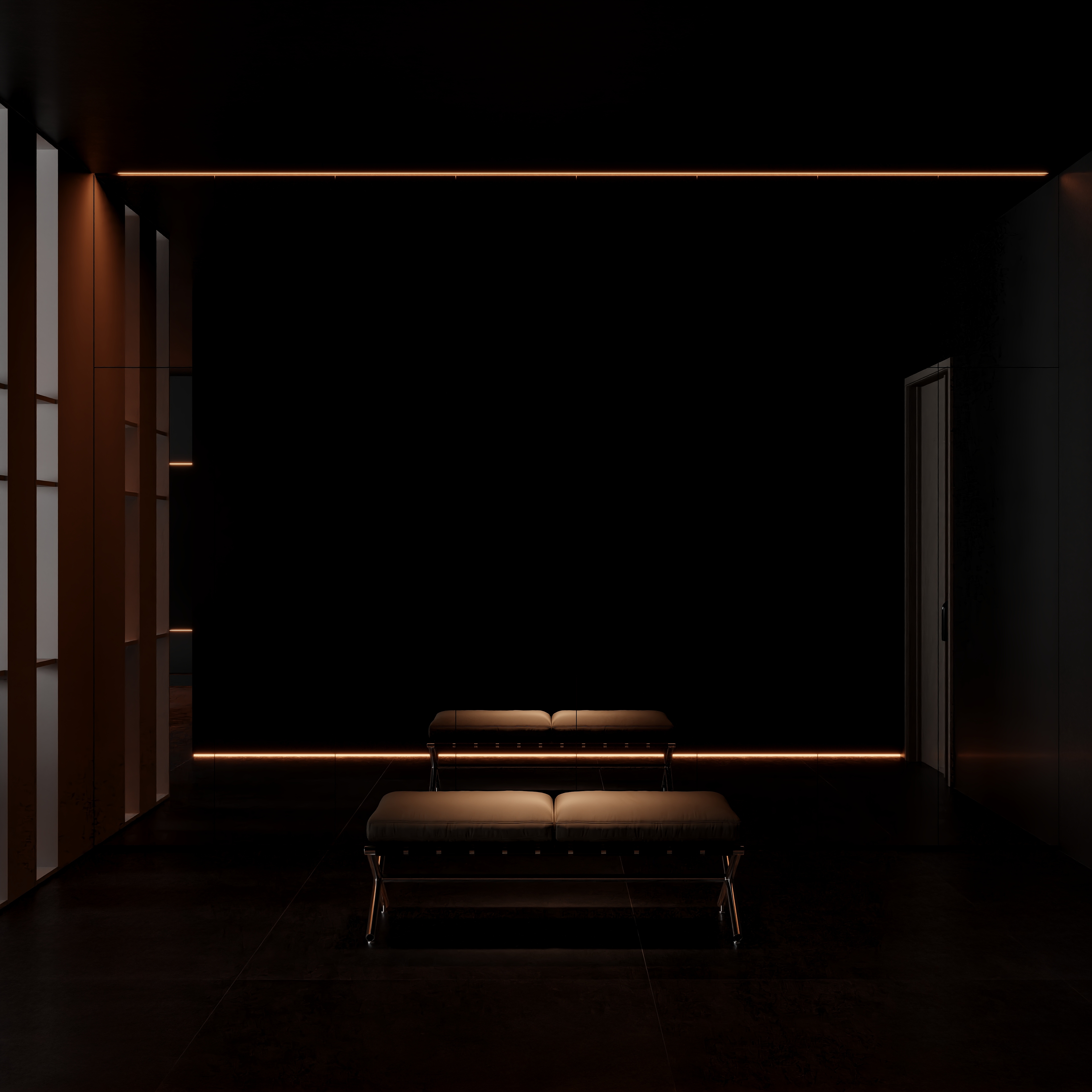 青椒设计-暗黑里的一抹红——现代极简横厅-副本-装修设计方案