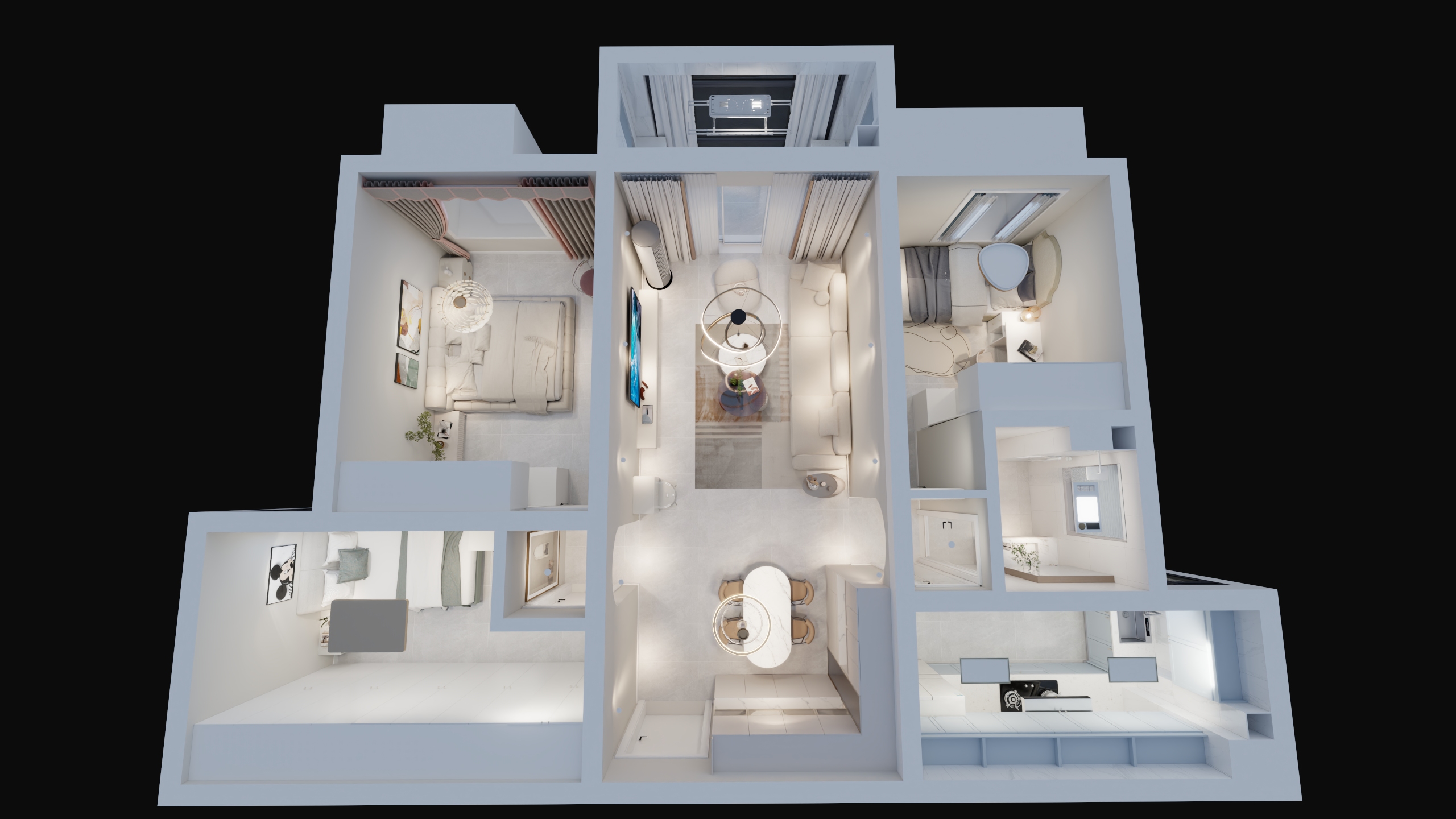 申小茹-奶油98㎡3室-装修设计方案