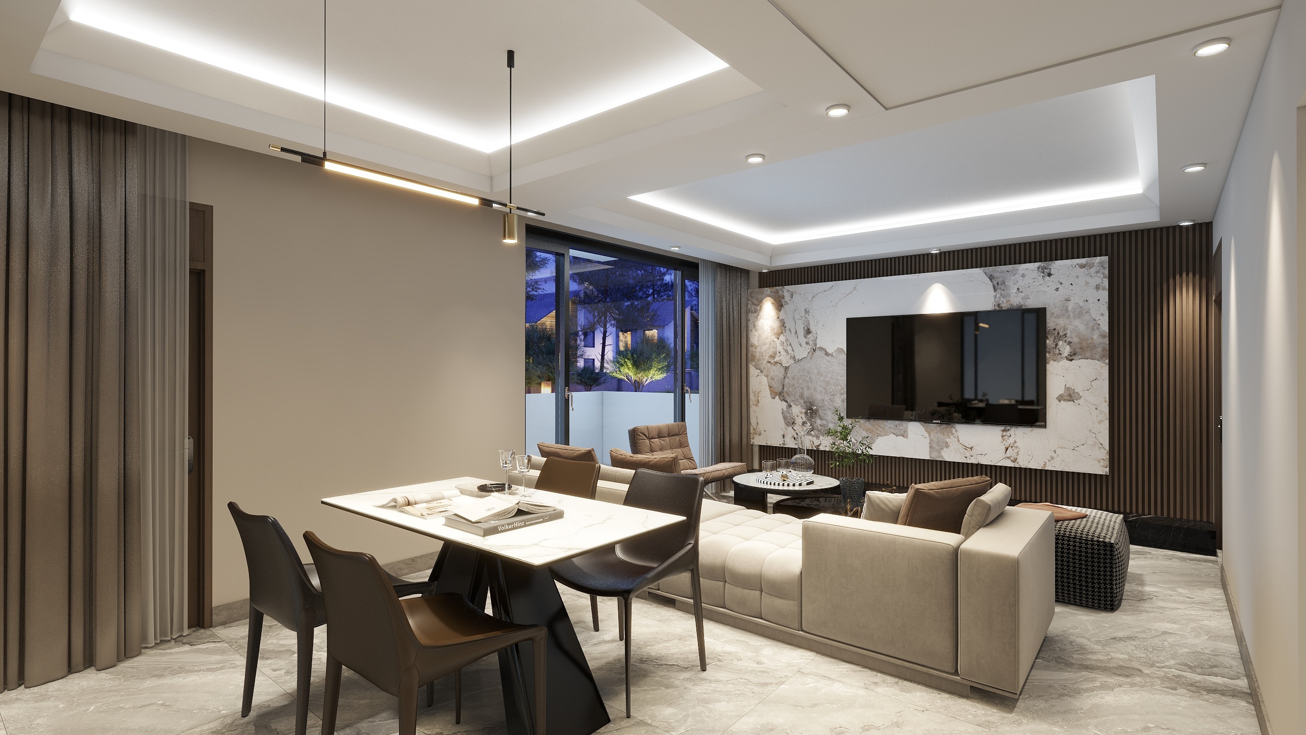 寻找香水味-骋望天玺客餐厅效果109㎡4室-装修设计方案