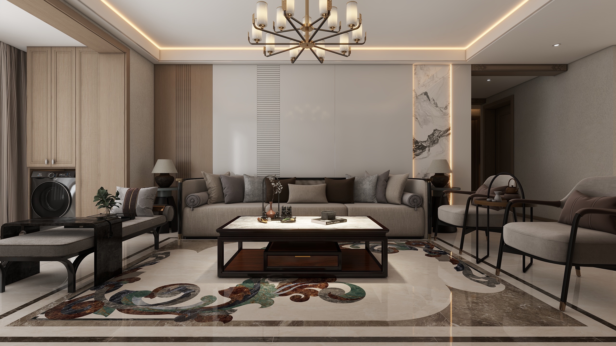 SAPREXDESIGN-恒大新中式160四室装修效果图