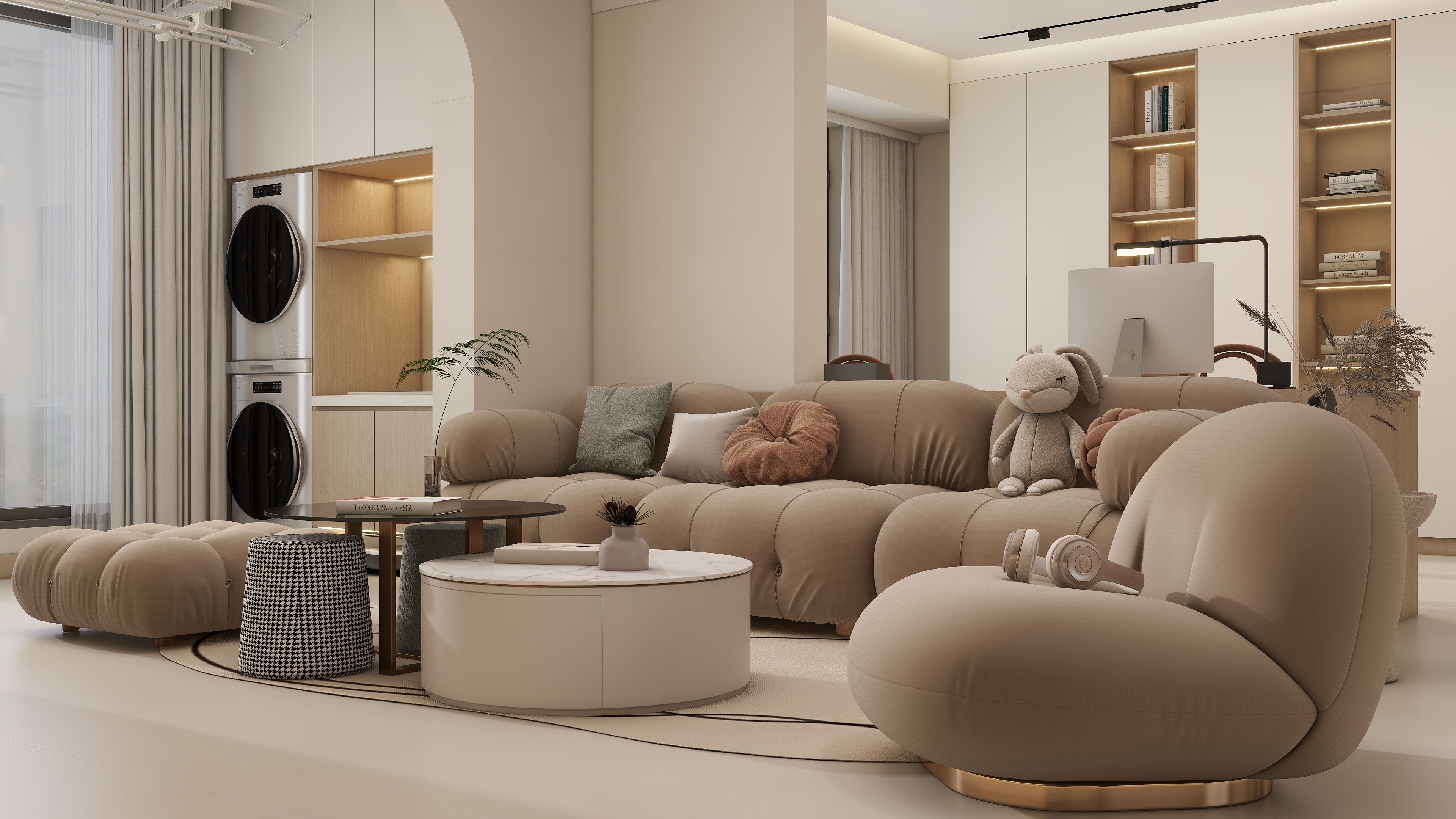 庄育霖-翠碧山庄136平奶油风3室装修效果图