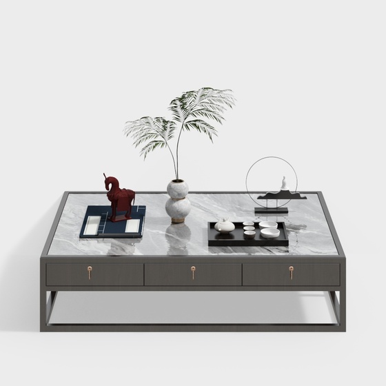 New Chinese Coffee Table 3D Model in Black