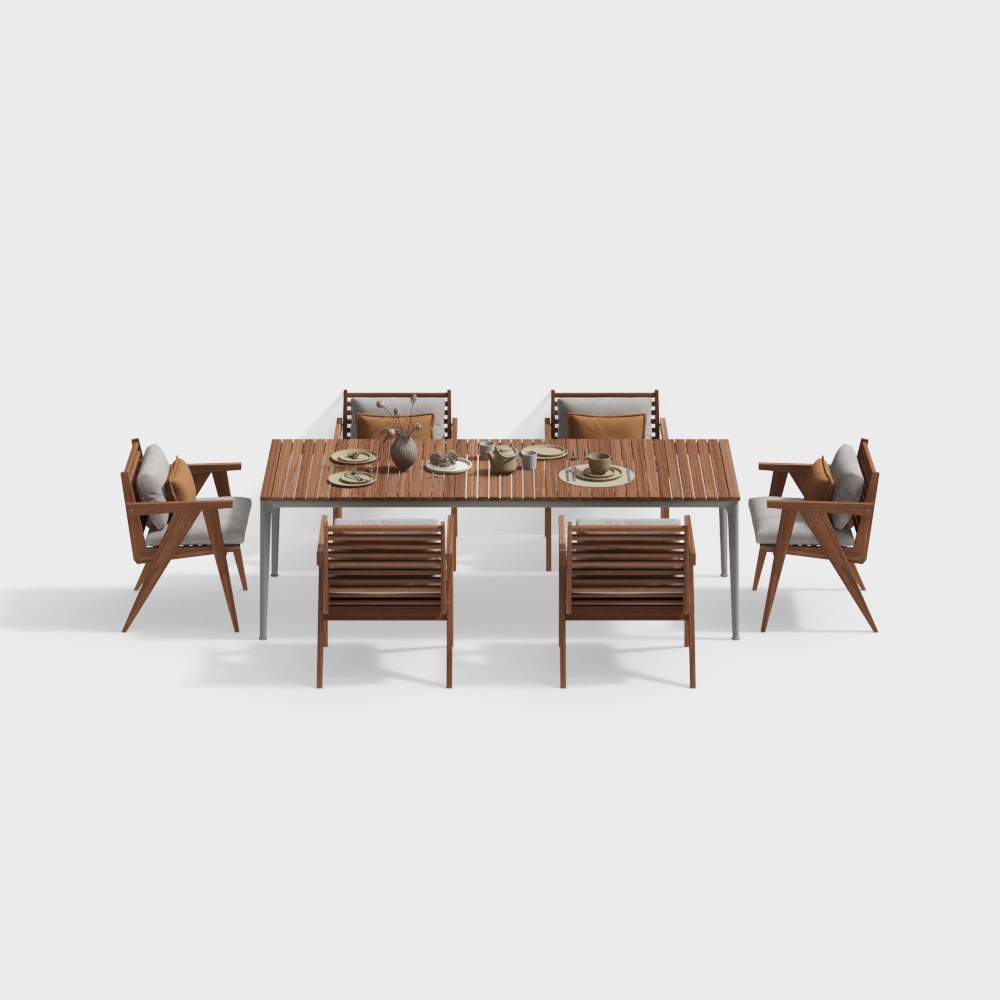 现代庭院餐桌椅组合