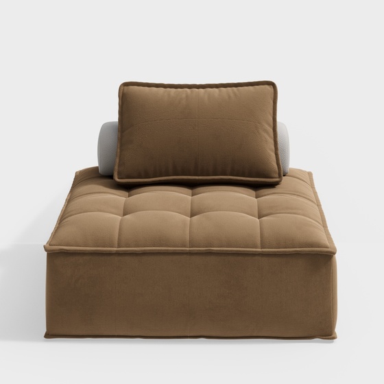 Chic Modern Velvet Sofa 3D Model in Earth Color
