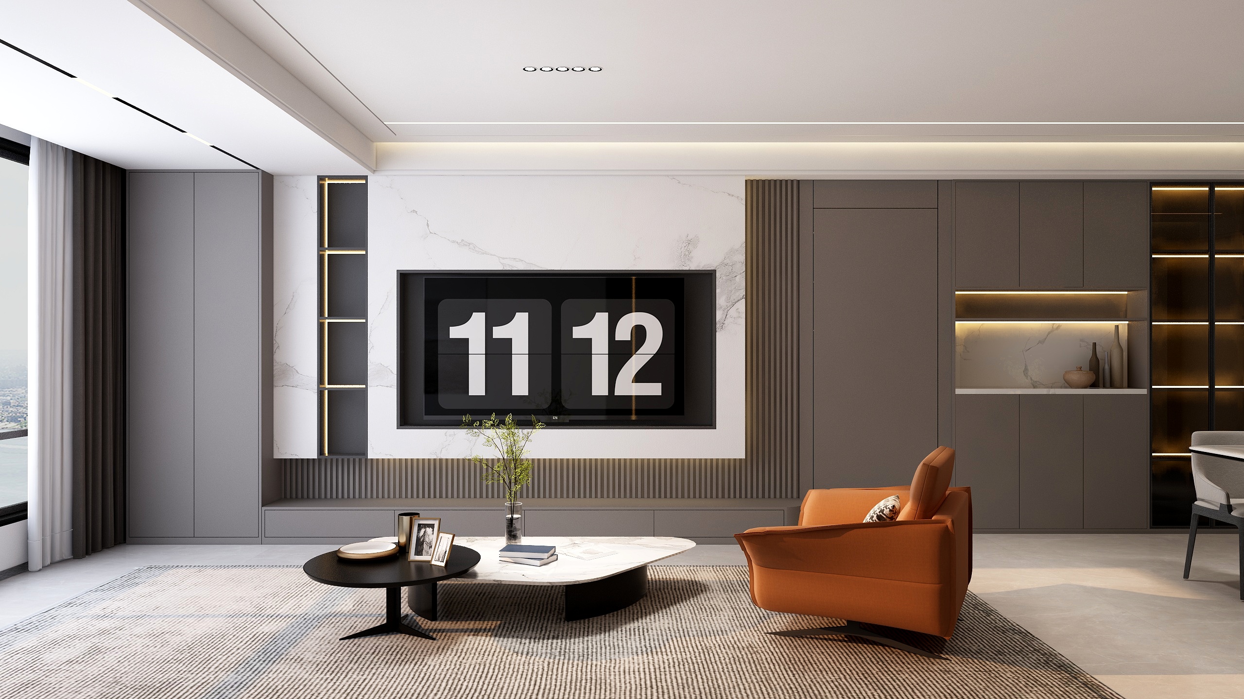 辰逸室内设计师-现代-客餐厅-隐形门--装修设计方案