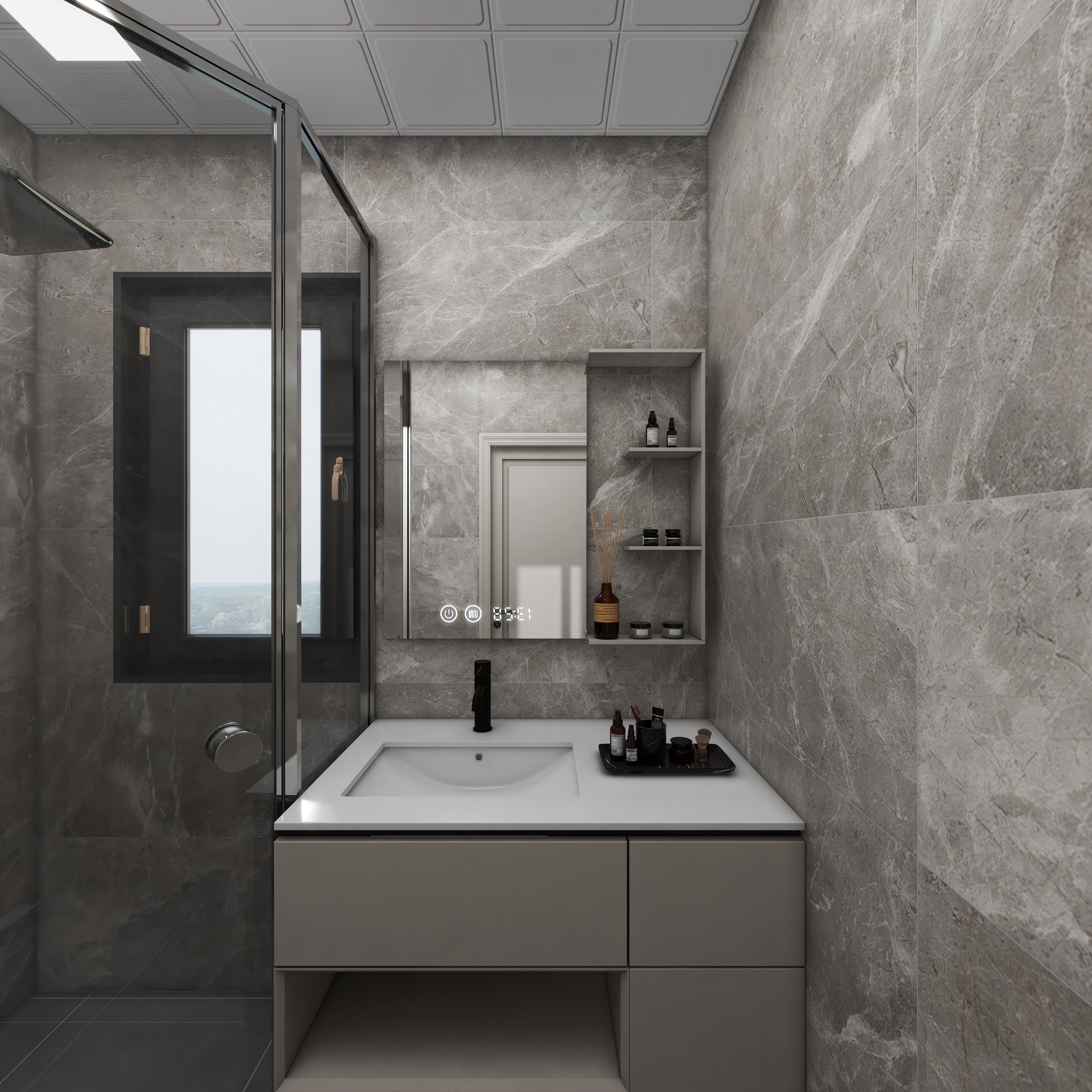 壹诺设计工作室-105㎡3室-日式风 一层卫生间装修效果图第3张