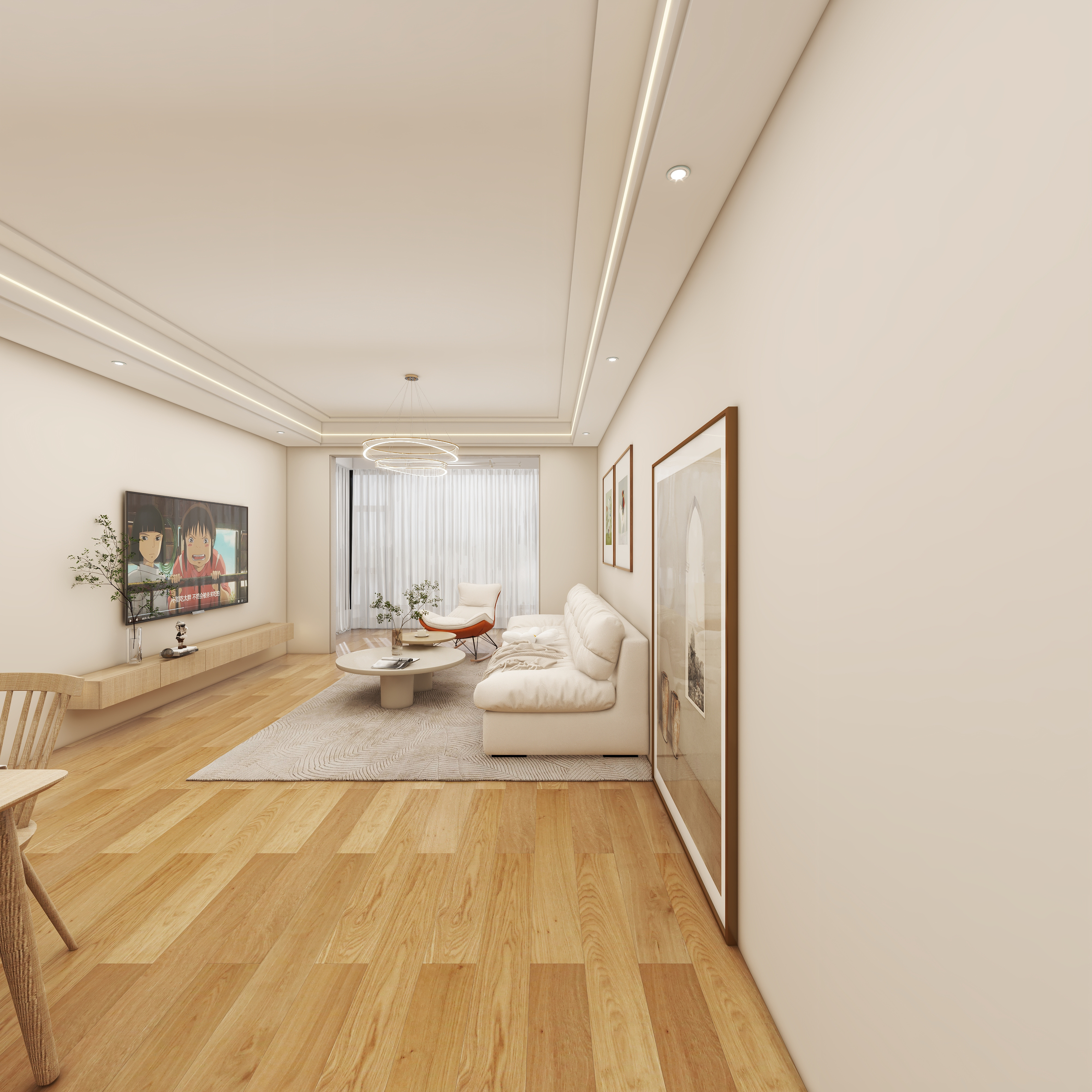 壹诺设计工作室-112㎡3室-原木风 一层客餐厅装修效果图第4张