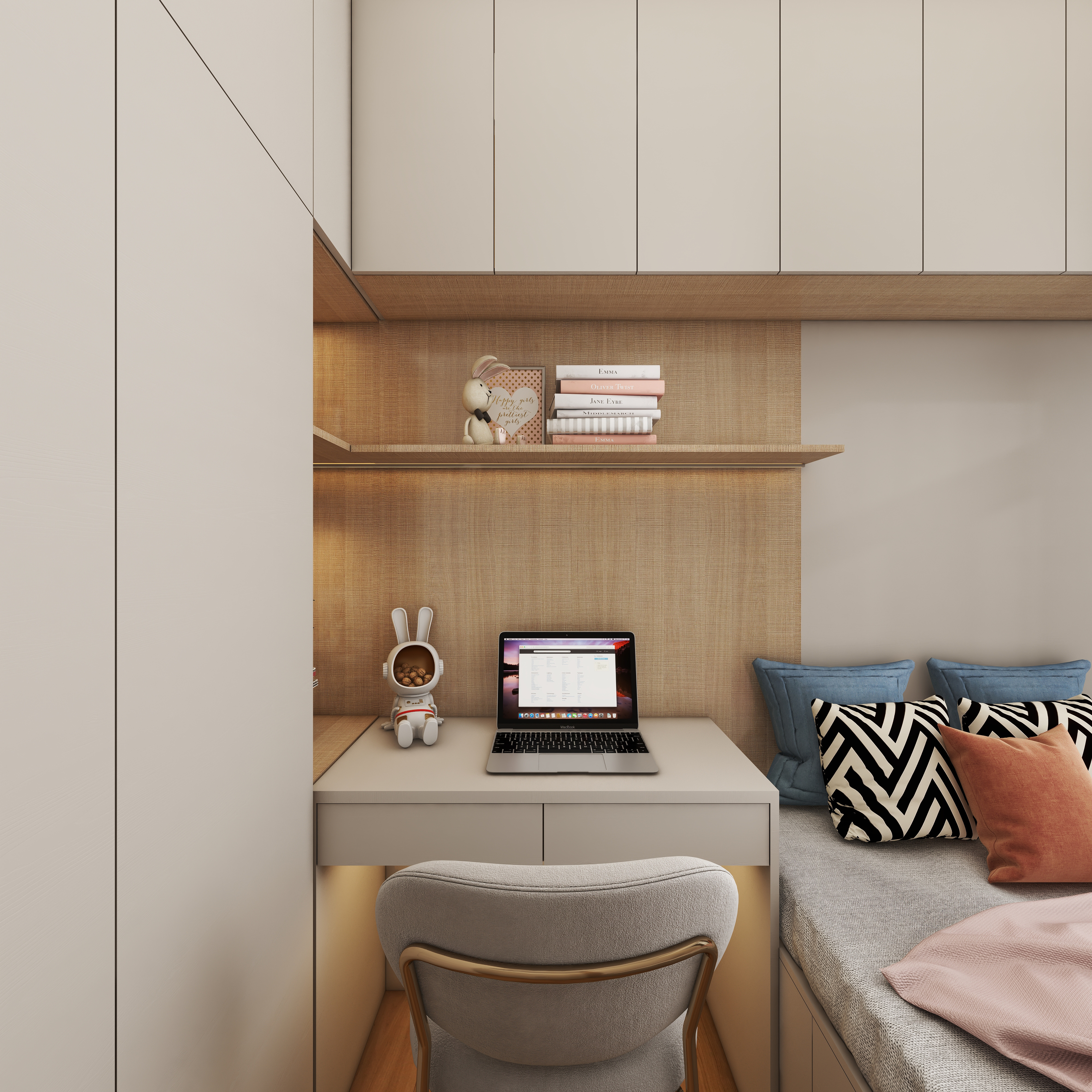 壹诺设计工作室-105㎡3室-日式风 一层次卧装修效果图第3张