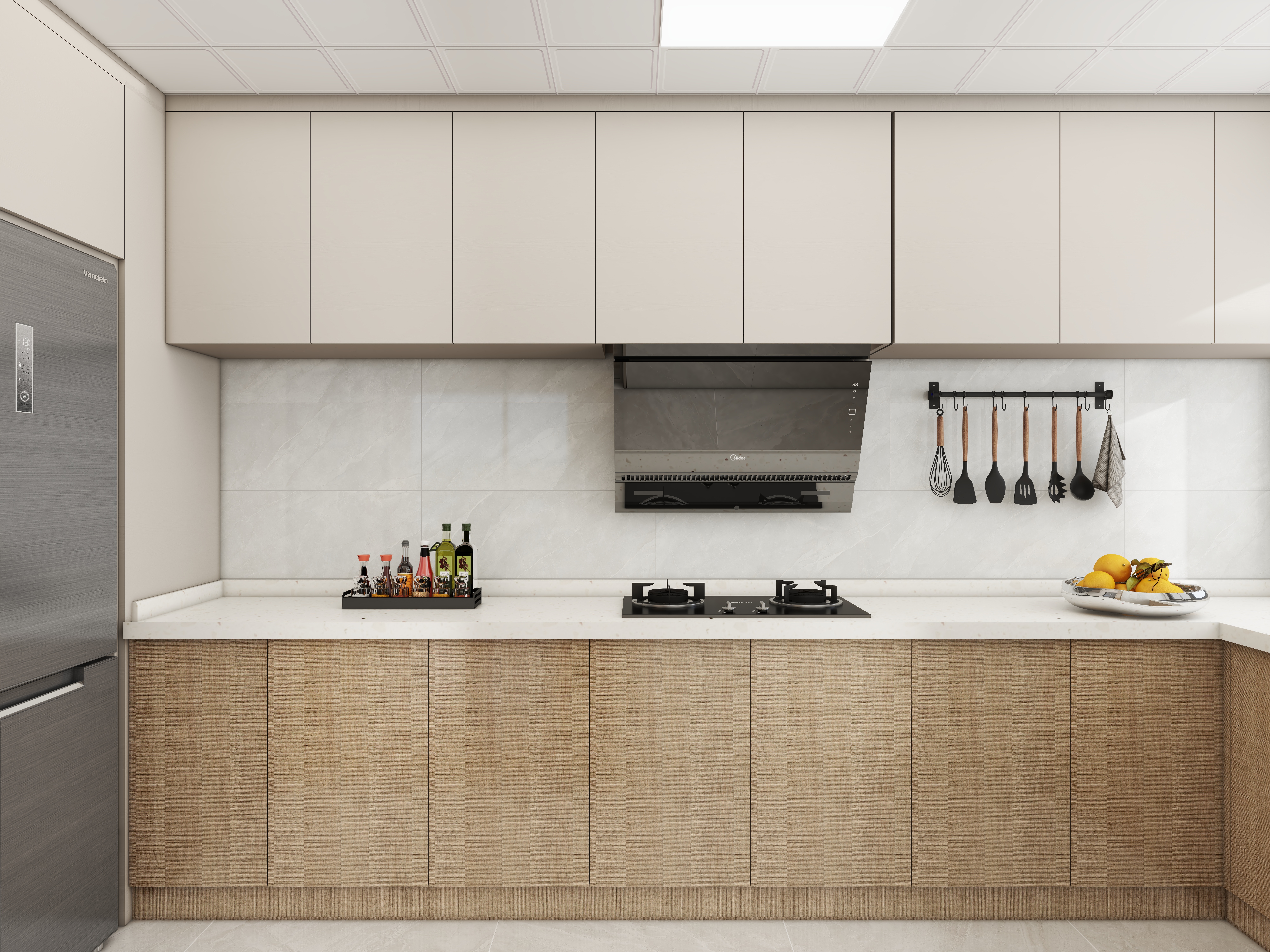 壹诺设计工作室-105㎡3室-日式风 一层厨房装修效果图第1张