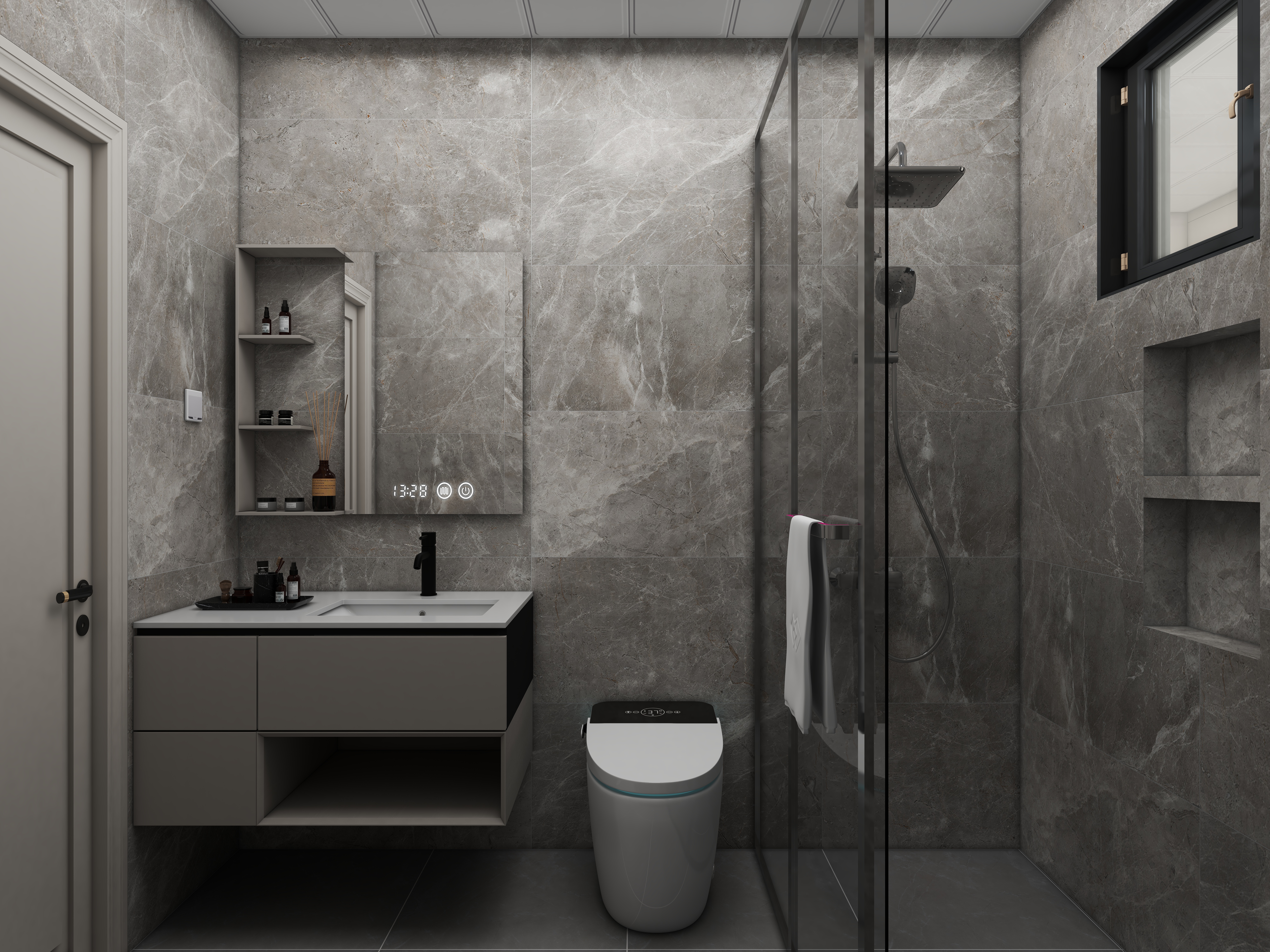 壹诺设计工作室-105㎡3室-日式风 一层卫生间装修效果图第2张