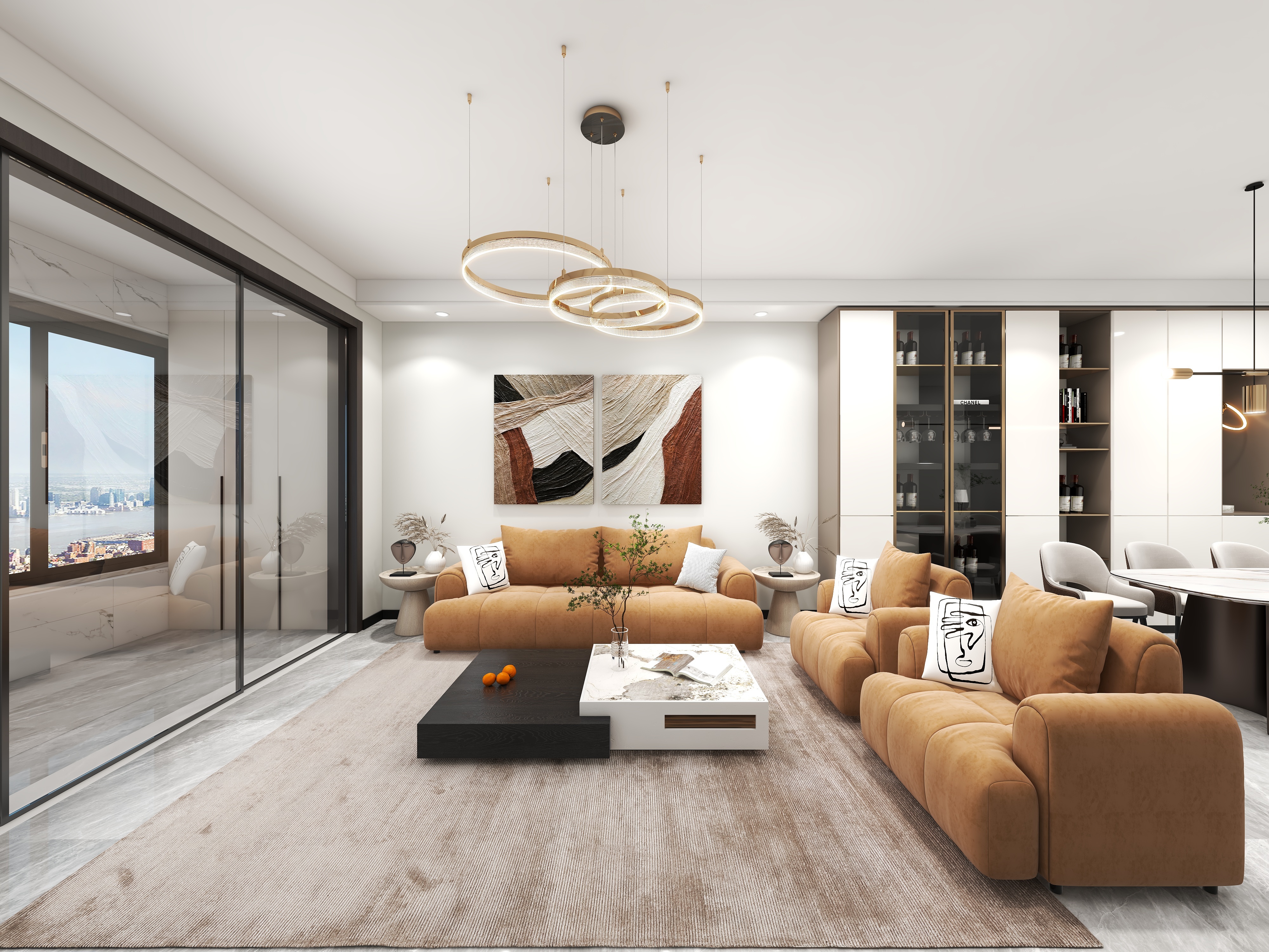 质鼎装饰lwKi-西藏南路688弄-130㎡轻奢风设计装修效果图