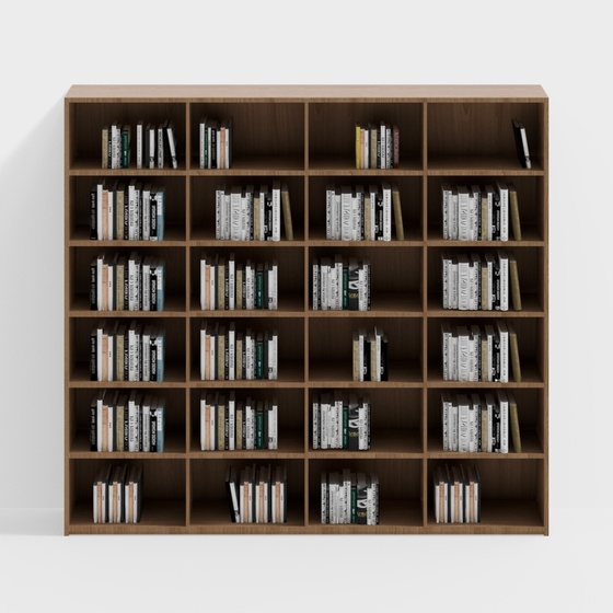 Library Bookshelf 3D Model in Black