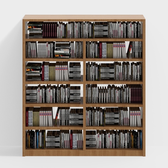 Library Bookshelf 3D Model in Black and Brown