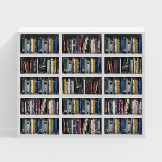 Sleek Black Library Bookshelf 3D Model