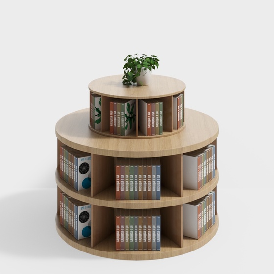 Library round stack bookshelf