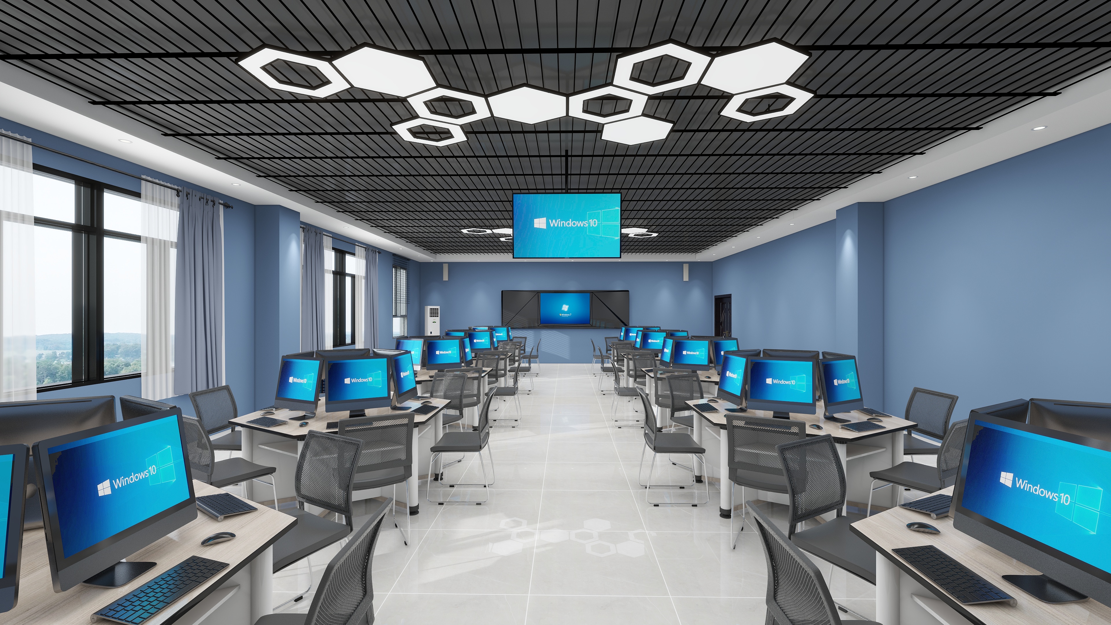 特级大师-智慧教室（六边形桌）-装修设计方案