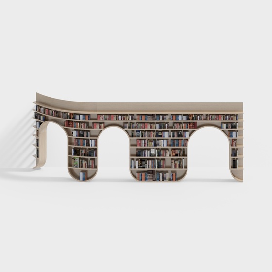 Bookstore curved arch bookshelf