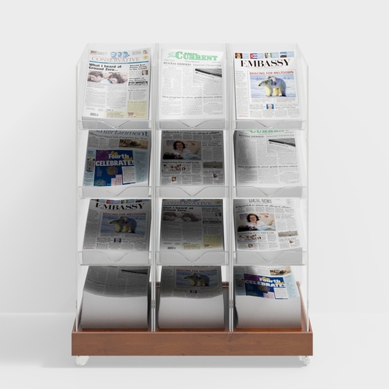 Brown Trolley Bookshelf 3D Model