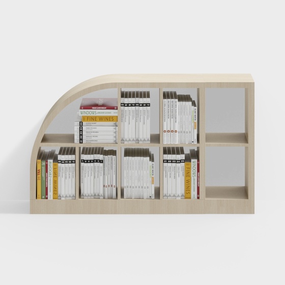 Curved Bookshelf 3D Model in Brown