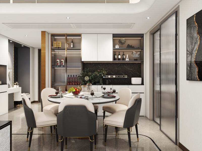 Modern Minimalist Dining Room with Creamy Tones
