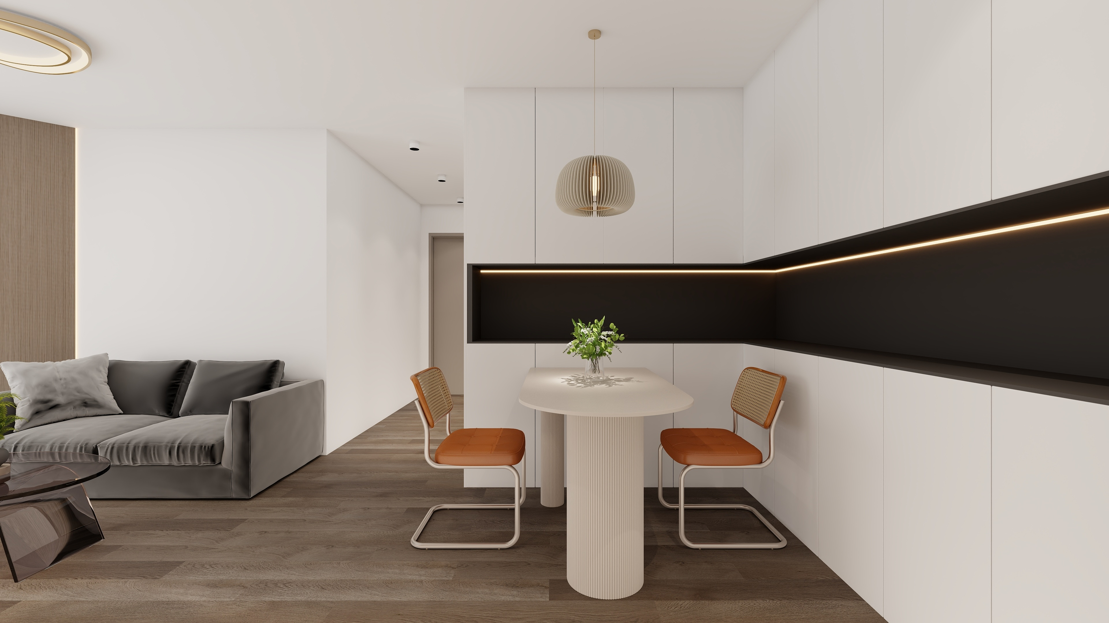 设计师丨胡月平-嘉應花園现代简约59㎡2室装修效果图