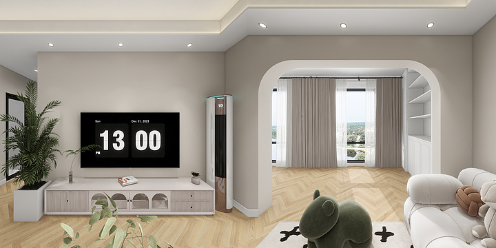 臻绮设计-华夏院子B2户型-奶油-装修设计方案