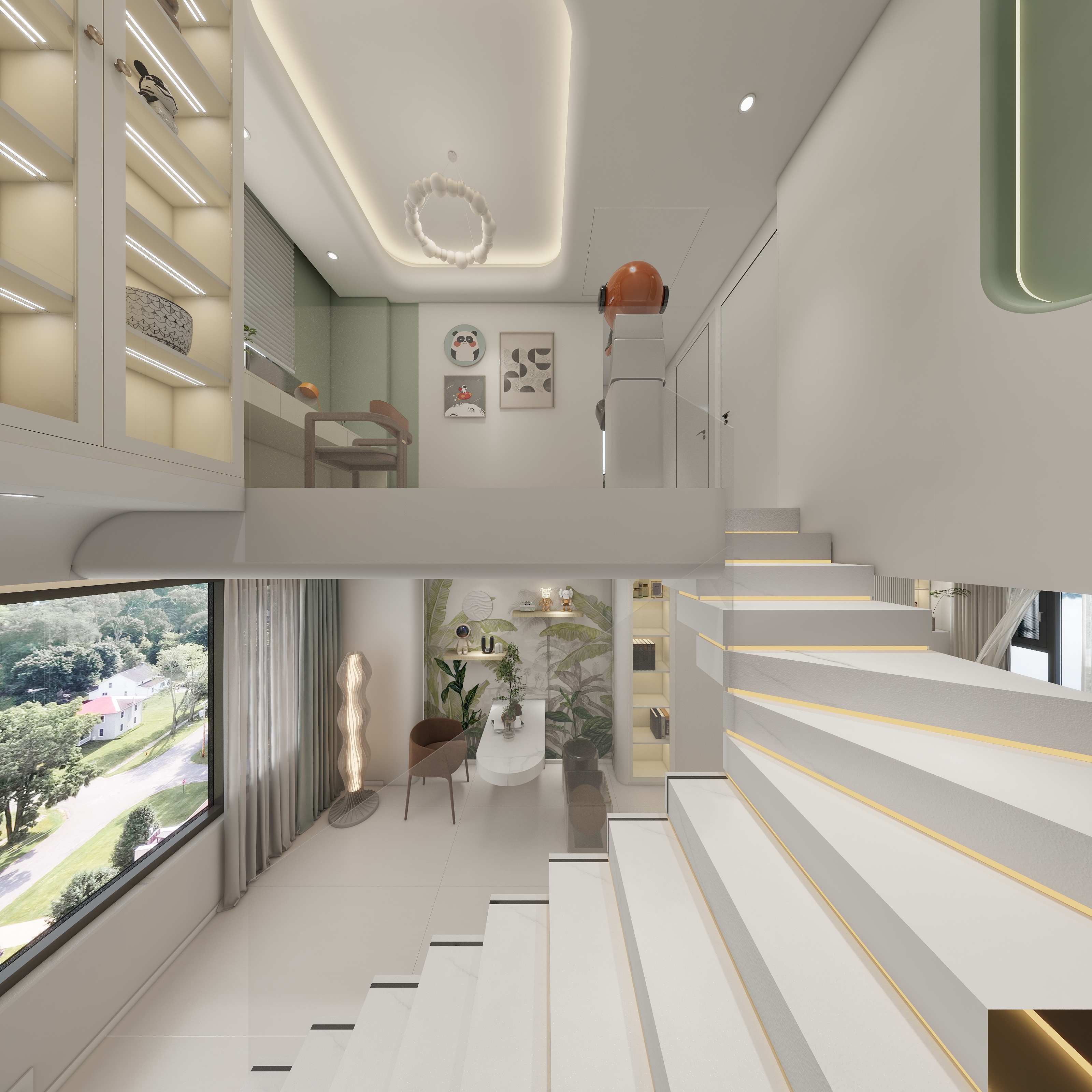 成都叠度设计-160㎡3跃层-奶油极简-《流星赶月》-装修设计方案