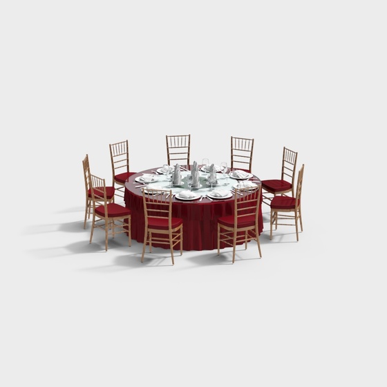 Private Chinese wedding table and chair combination for multiple people
