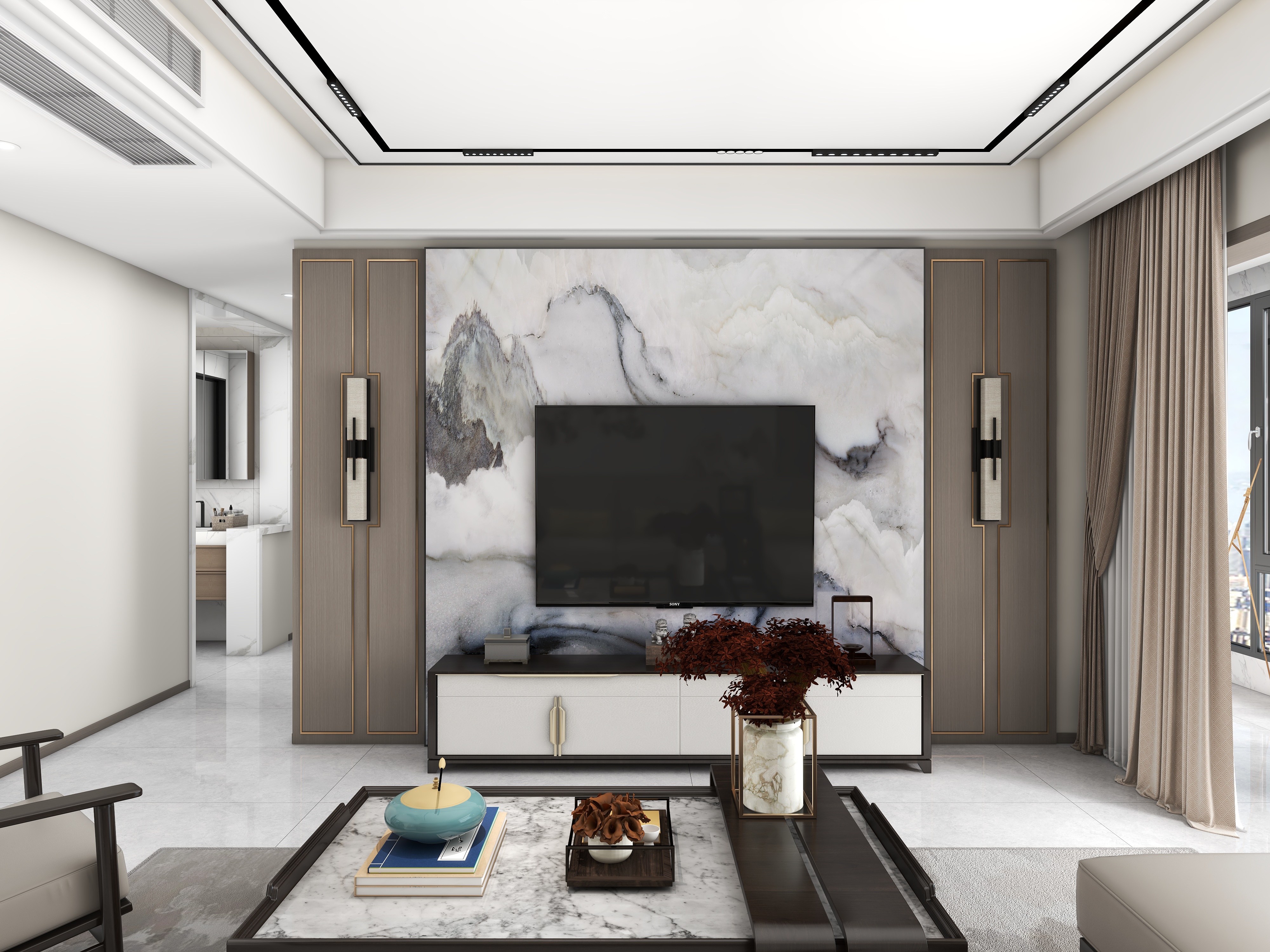 李青越-136方中式风格三居室装修效果图