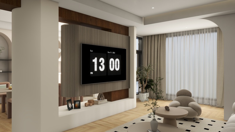 Scandinavian Living Room with Wood Tones