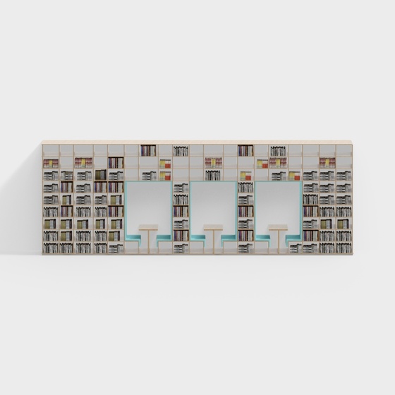 Gray Book Bar Deck Bookshelf 3D Model for Libraries