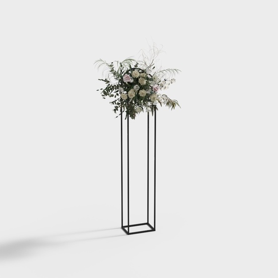 Lawn Wedding Flowers 3D Model in Black
