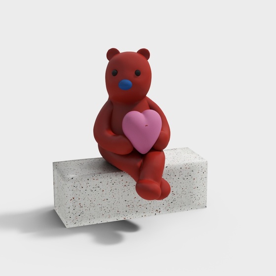 Red Bear Sculpture Ornaments