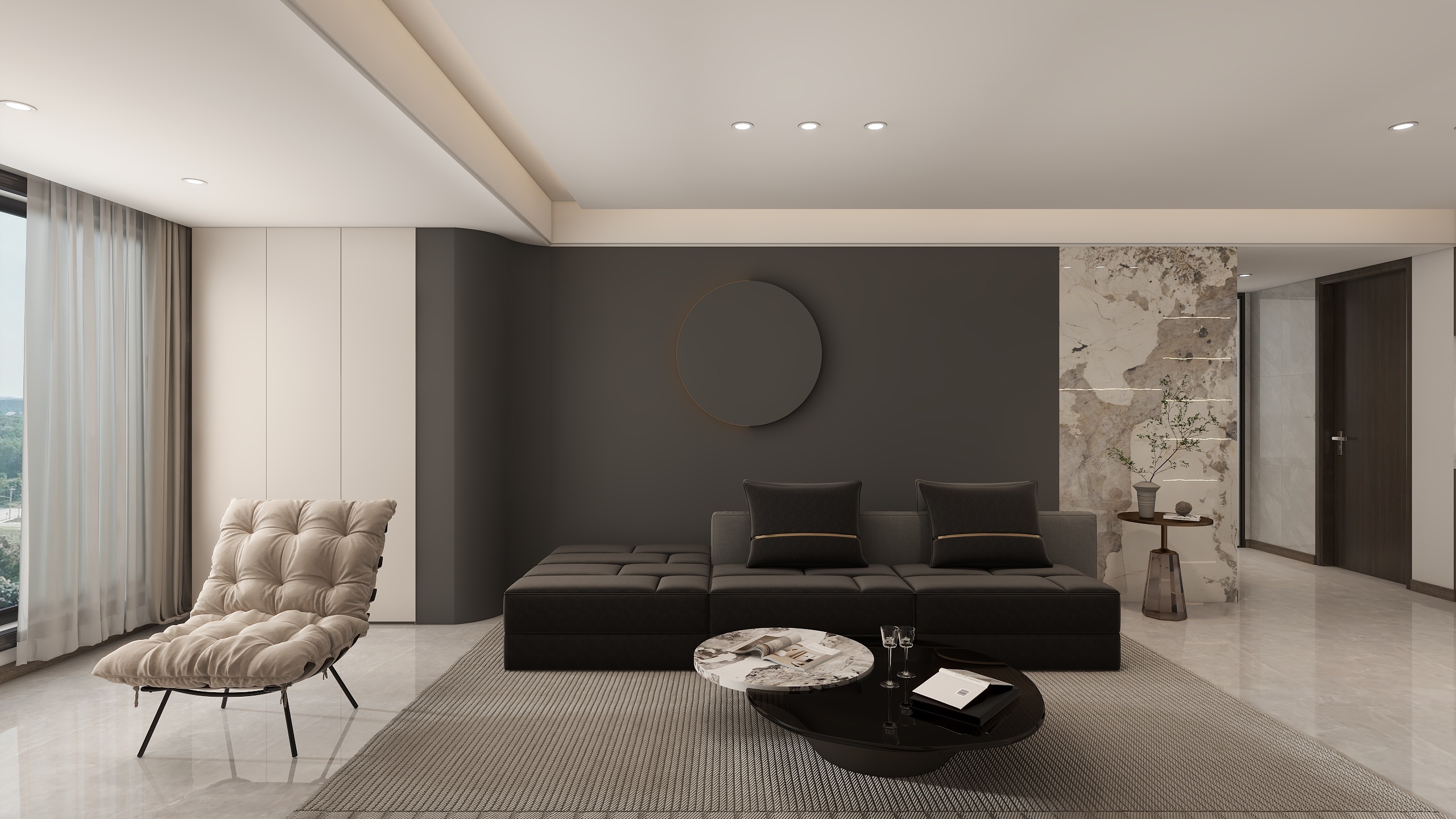 李岁柠-华洋江山印现代简约122㎡3室装修效果图