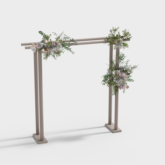 Simple Flower Door for Outdoor Wedding 3D Model in Brown