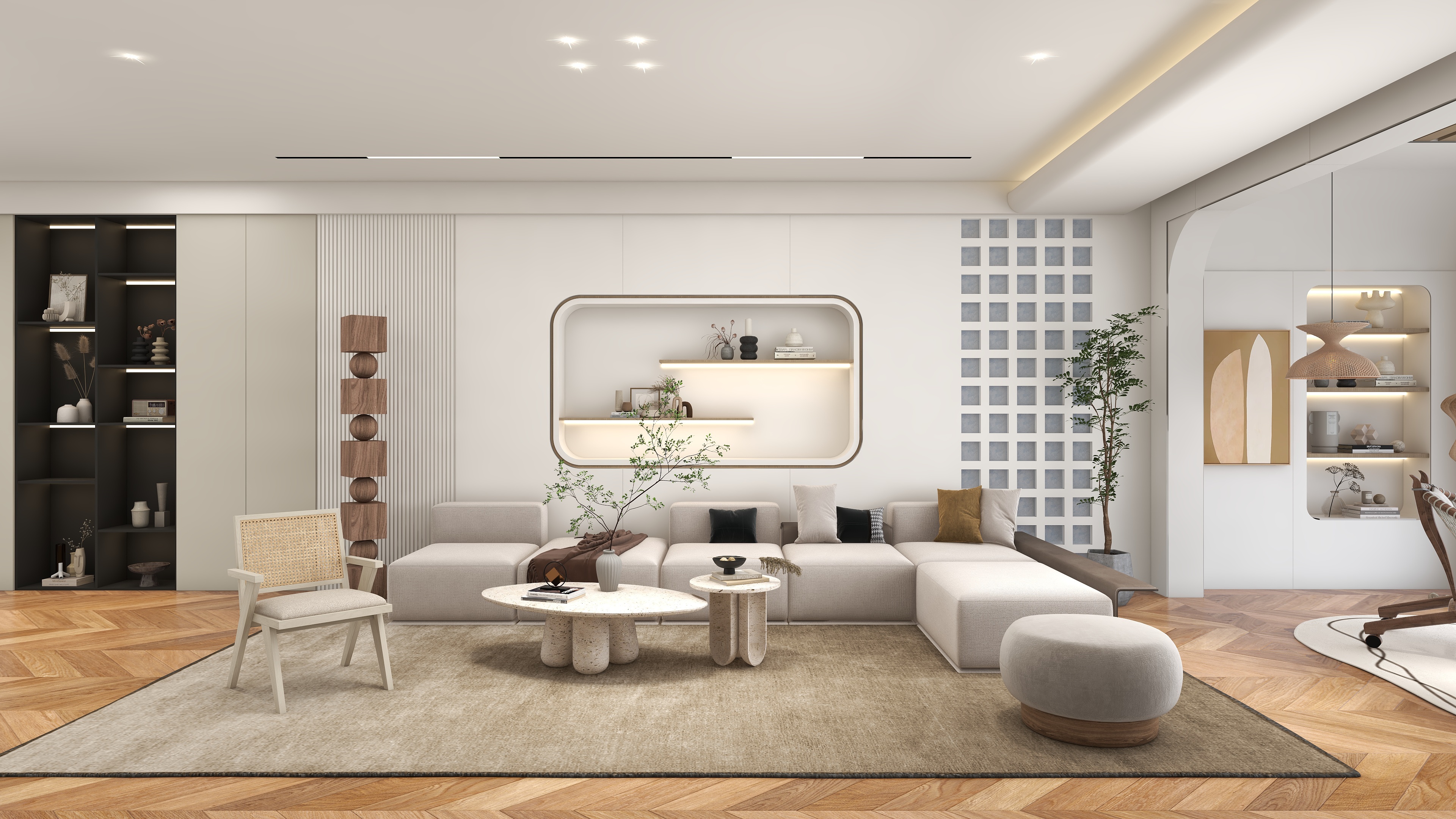 广照-《舒派之嗣》200平·侘寂奶油风-装修设计方案