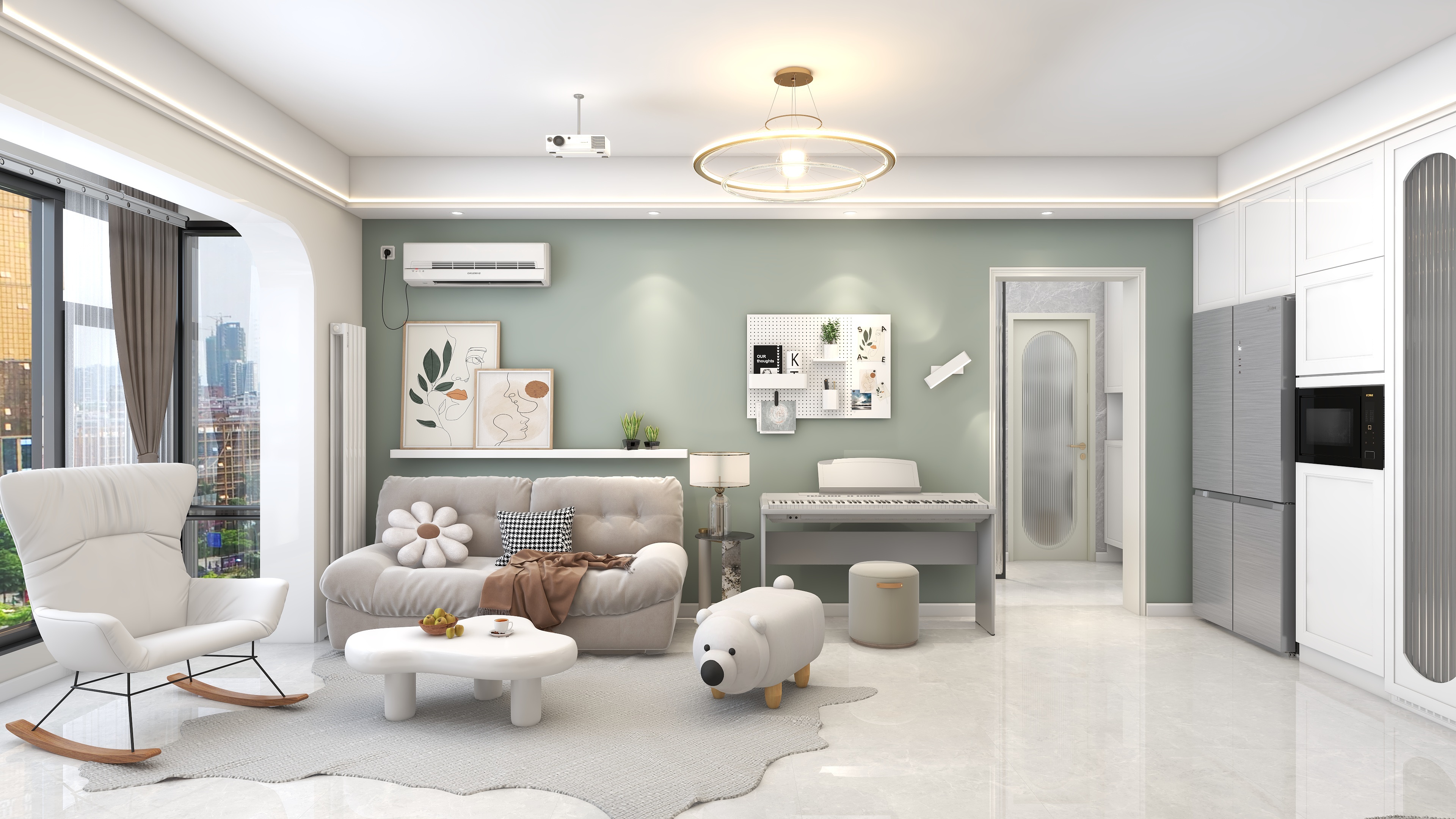 四月蚂蚁子弹飞-现代简约80㎡2室装修效果图